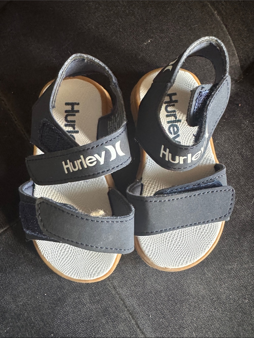 Hurley Kids Navy and White Velcro Strap Sandals
